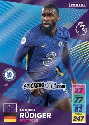 Sticker Antonio Rüdiger - English Premier League 2021-2022. Adrenalyn XL n. 102 - Panini