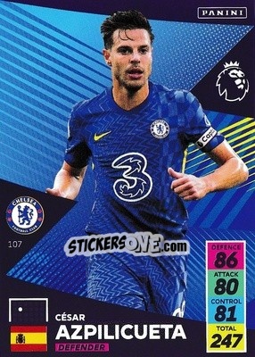 Sticker César Azpilicueta - English Premier League 2021-2022. Adrenalyn XL n. 107 - Panini