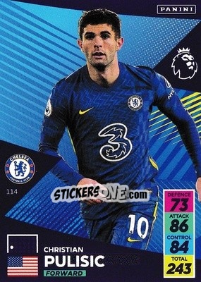 Sticker Christian Pulisic - English Premier League 2021-2022. Adrenalyn XL n. 114 - Panini