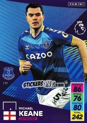 Sticker Michael Keane - English Premier League 2021-2022. Adrenalyn XL n. 139 - Panini