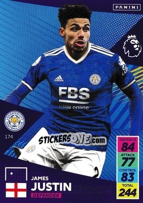 Sticker James Justin - English Premier League 2021-2022. Adrenalyn XL n. 174 - Panini