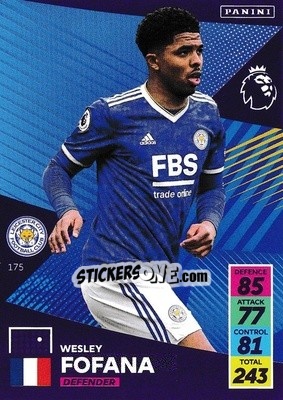 Sticker Wesley Fofana - English Premier League 2021-2022. Adrenalyn XL n. 175 - Panini