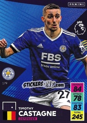 Figurina Timothy Castagne - English Premier League 2021-2022. Adrenalyn XL - Panini