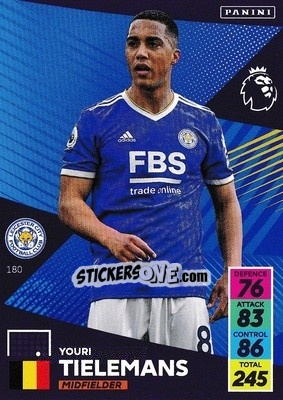 Sticker Youri Tielemans - English Premier League 2021-2022. Adrenalyn XL n. 180 - Panini