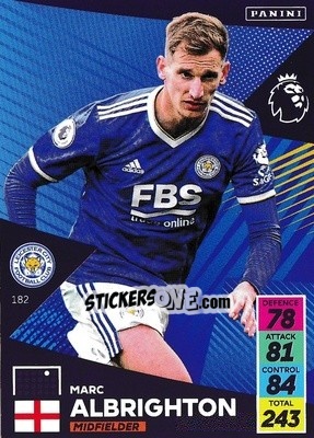 Sticker Marc Albrighton - English Premier League 2021-2022. Adrenalyn XL n. 182 - Panini
