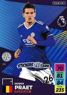 Sticker Dennis Praet - English Premier League 2021-2022. Adrenalyn XL n. 185 - Panini