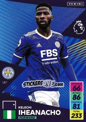 Figurina Kelechi Iheanacho - English Premier League 2021-2022. Adrenalyn XL - Panini