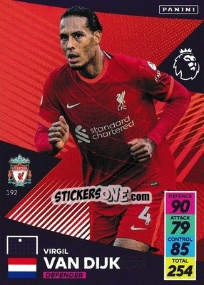 Sticker Virgil van Dijk - English Premier League 2021-2022. Adrenalyn XL n. 192 - Panini