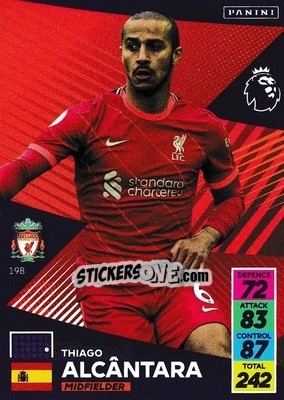 Sticker Thiago Alcántara - English Premier League 2021-2022. Adrenalyn XL n. 198 - Panini