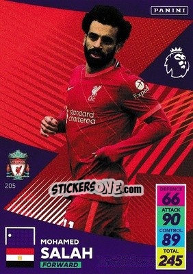 Sticker Mohamed Salah - English Premier League 2021-2022. Adrenalyn XL n. 205 - Panini