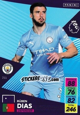 Figurina Rúben Dias - English Premier League 2021-2022. Adrenalyn XL - Panini