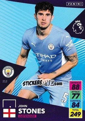 Sticker John Stones - English Premier League 2021-2022. Adrenalyn XL - Panini