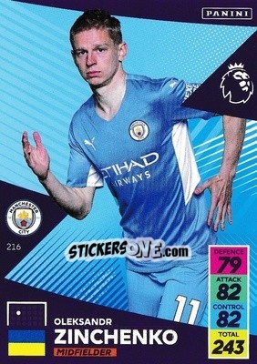 Sticker Oleksandr Zinchenko - English Premier League 2021-2022. Adrenalyn XL n. 216 - Panini