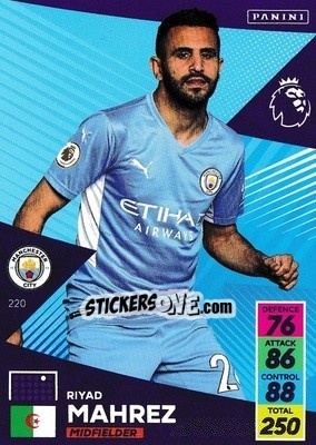 Sticker Riyad Mahrez - English Premier League 2021-2022. Adrenalyn XL n. 220 - Panini