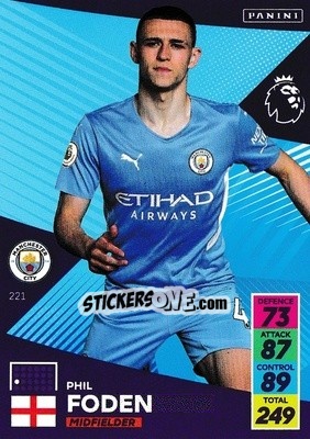Sticker Phil Foden - English Premier League 2021-2022. Adrenalyn XL n. 221 - Panini