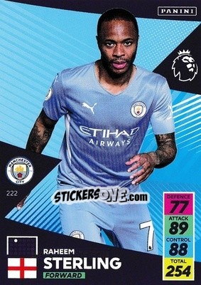 Sticker Raheem Sterling - English Premier League 2021-2022. Adrenalyn XL n. 222 - Panini