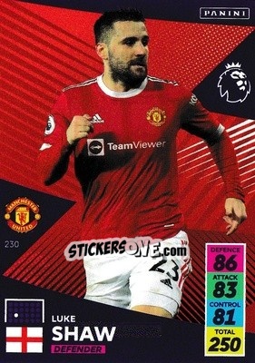 Figurina Luke Shaw - English Premier League 2021-2022. Adrenalyn XL - Panini