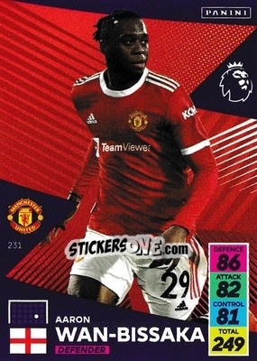 Sticker Aaron Wan-Bissaka - English Premier League 2021-2022. Adrenalyn XL n. 231 - Panini