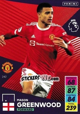 Sticker Mason Greenwood - English Premier League 2021-2022. Adrenalyn XL n. 242 - Panini
