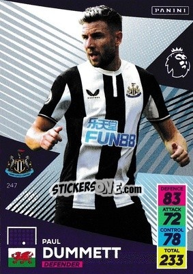 Figurina Paul Dummett - English Premier League 2021-2022. Adrenalyn XL n. 247 - Panini