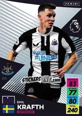 Sticker Emil Krafth - English Premier League 2021-2022. Adrenalyn XL n. 250 - Panini
