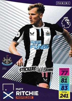 Sticker Matt Ritchie - English Premier League 2021-2022. Adrenalyn XL n. 252 - Panini