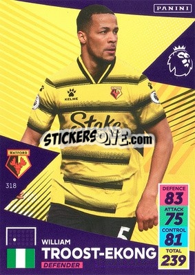Sticker William Troost-Ekong - English Premier League 2021-2022. Adrenalyn XL n. 318 - Panini