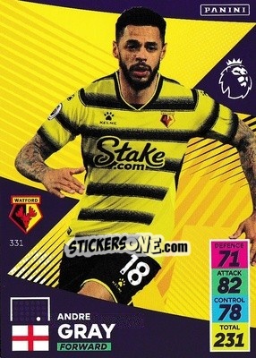 Sticker Andre Gray - English Premier League 2021-2022. Adrenalyn XL - Panini