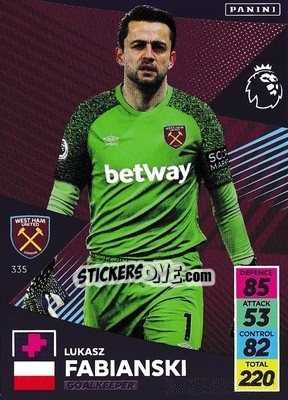 Sticker Lukasz Fabianski - English Premier League 2021-2022. Adrenalyn XL - Panini