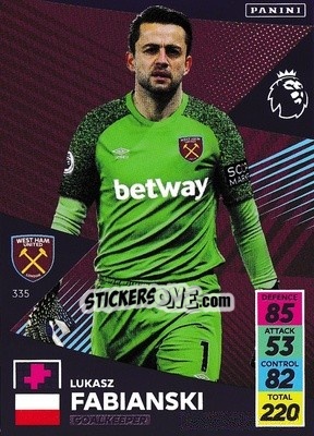 Sticker Lukasz Fabianski - English Premier League 2021-2022. Adrenalyn XL n. 335 - Panini
