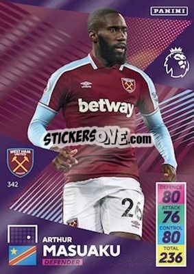 Sticker Arthur Masuaku - English Premier League 2021-2022. Adrenalyn XL n. 342 - Panini