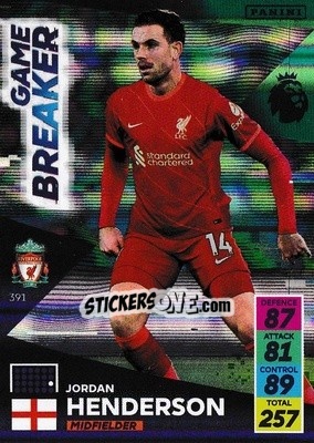 Cromo Jordan Henderson - English Premier League 2021-2022. Adrenalyn XL - Panini