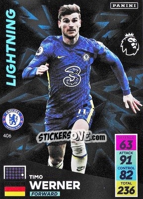 Sticker Timo Werner - English Premier League 2021-2022. Adrenalyn XL n. 406 - Panini
