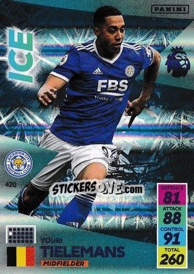 Sticker Youri Tielemans - English Premier League 2021-2022. Adrenalyn XL n. 420 - Panini
