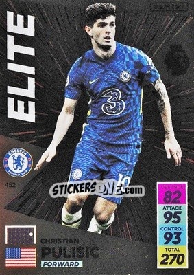 Sticker Christian Pulisic - English Premier League 2021-2022. Adrenalyn XL n. 452 - Panini