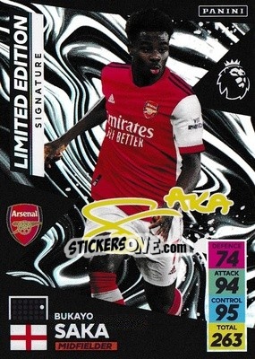Sticker Bukayo Saka - English Premier League 2021-2022. Adrenalyn XL n. LES-BS - Panini