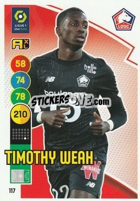 Sticker Timothy Weah - FOOT 2021-2022. Adrenalyn XL n. 117 - Panini