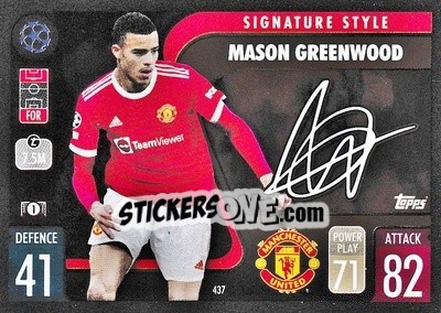 Sticker Mason Greenwood - UEFA Champions League & Europa League 2021-2022. Match Attax n. 437 - Topps