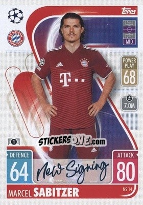 Sticker Marcel Sabitzer - UEFA Champions League & Europa League 2021-2022. Match Attax n. NS14 - Topps