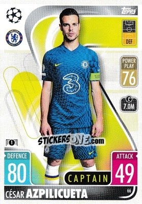 Sticker César Azpilicueta - UEFA Champions League & Europa League 2021-2022. Match Attax n. 66 - Topps