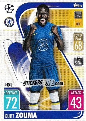 Sticker Kurt Zouma - UEFA Champions League & Europa League 2021-2022. Match Attax n. 67 - Topps