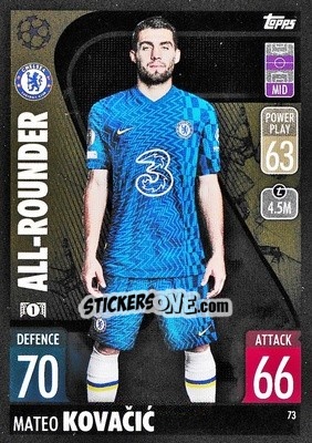Sticker Mateo Kovacic - UEFA Champions League & Europa League 2021-2022. Match Attax n. 73 - Topps