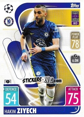 Sticker Hakim Ziyech - UEFA Champions League & Europa League 2021-2022. Match Attax n. 75 - Topps