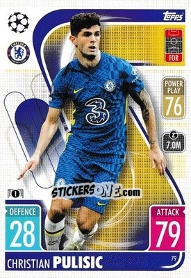 Sticker Christian Pulisic - UEFA Champions League & Europa League 2021-2022. Match Attax n. 79 - Topps