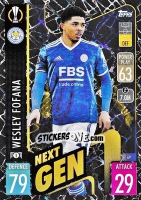 Sticker Wesley Fofana - UEFA Champions League & Europa League 2021-2022. Match Attax n. 89 - Topps