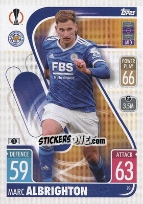 Sticker Marc Albrighton - UEFA Champions League & Europa League 2021-2022. Match Attax n. 93 - Topps