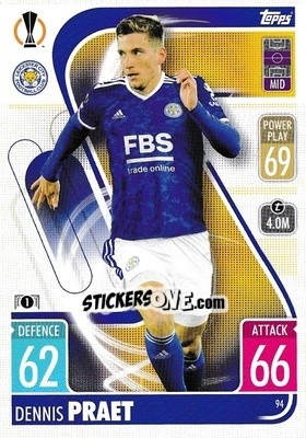 Sticker Dennis Praet - UEFA Champions League & Europa League 2021-2022. Match Attax n. 94 - Topps