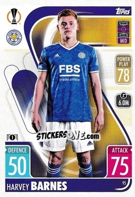 Sticker Harvey Barnes - UEFA Champions League & Europa League 2021-2022. Match Attax n. 95 - Topps