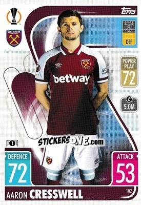 Sticker Aaron Cresswell - UEFA Champions League & Europa League 2021-2022. Match Attax n. 102 - Topps