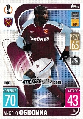 Sticker Angelo Ogbonna - UEFA Champions League & Europa League 2021-2022. Match Attax n. 103 - Topps
